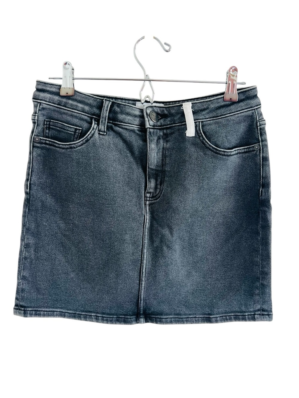 Current/Elliott Dark Gray Washed Denim Mini Skirt
